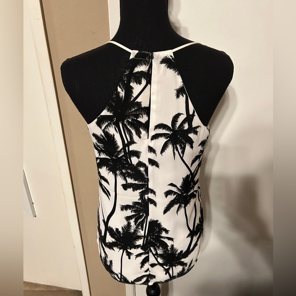 Express Black White Palm Print Tank XS - Picture 2 of 5